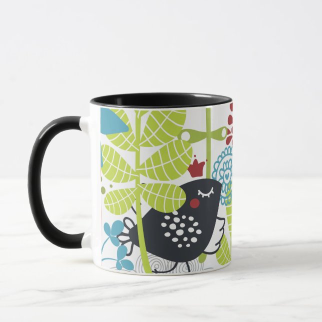 green florest and balck bird Mug (Left)