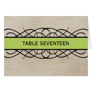 Green Flourish Border Table Number Card