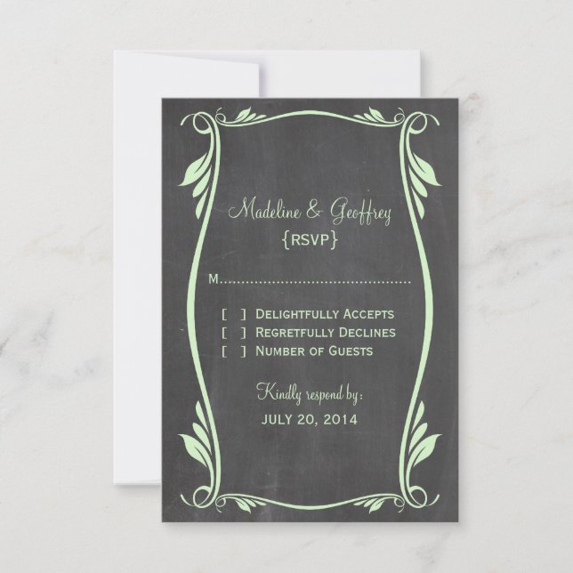 Green Flourish Chalkboard Response Card (Front)