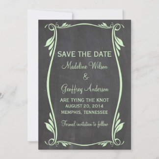 Green Flourish Chalkboard Save the Date Invite