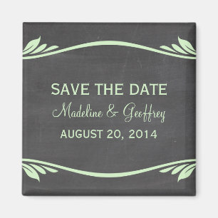 Green Flourish Chalkboard Save the Date Magnet