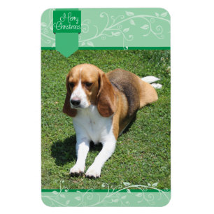 Green Flourish Tab Merry Christmas Magnet