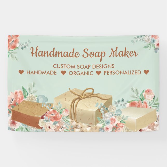 Green Flower Aromatherapy Handmade Soap Banner (Horizontal)