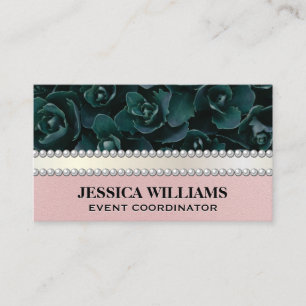 Green Flower Arrangement Pearls Business Card