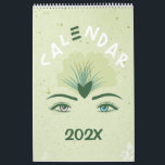 Green Flower Eyes Yearly Calendar<br><div class="desc">Unique yearly calendar with each month specially designed with lovely graphics. Each month has a unique set of flowers and lettering and the eyes change colour depending on the flower. The cover page includes a year text which you can personalize by clicking on "personalize this template" and enter the year...</div>