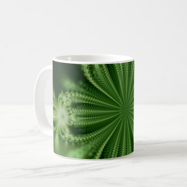Green Flower Fractal Mug (Front Left)
