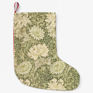 Green Flower Illustration Floral Christmas Pattern Small Christmas Stocking