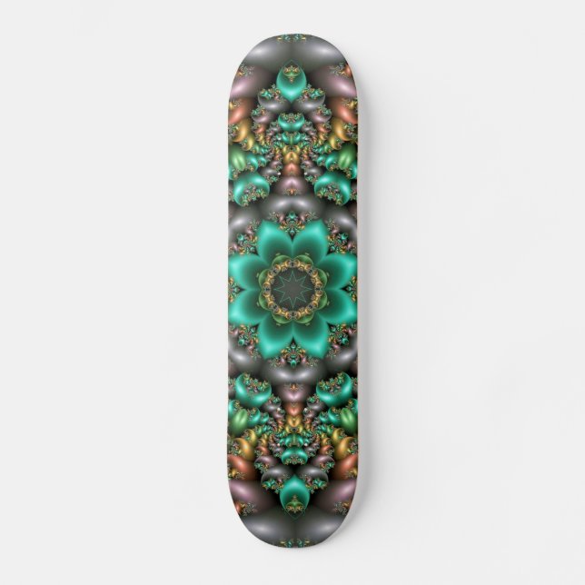 green flower mandala skateboard (Front)