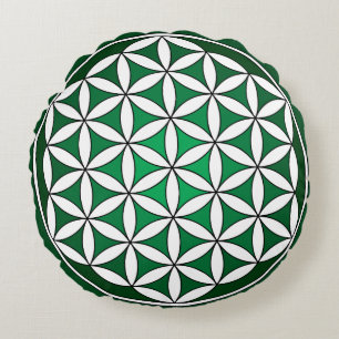 Green Flower of Life Meditation Pillow