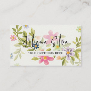 Green Flower Ornament with QR Business Card