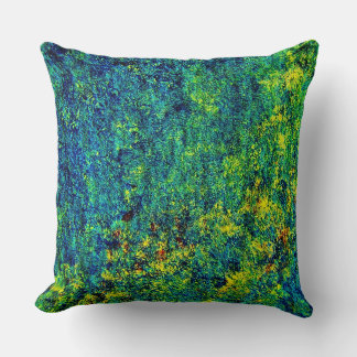 Green Flower Painting Polyester Throw Pillow