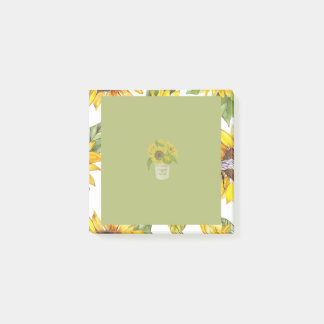 Green Flower Pot Sunflower Post-it Notes