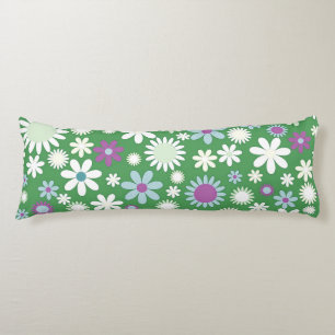 Green Flower Power Body Pillow