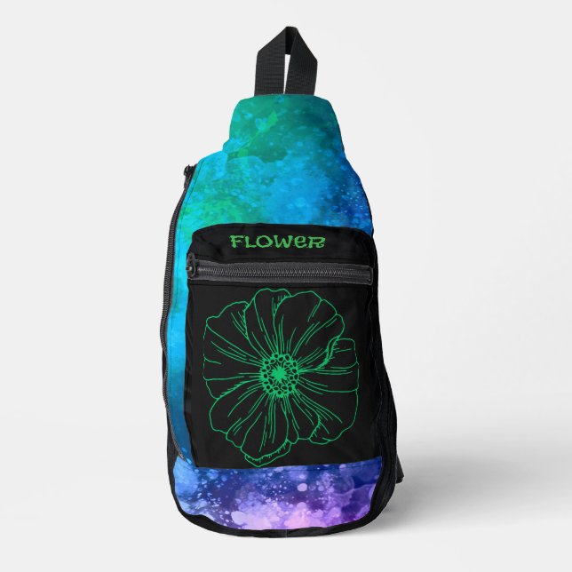 Green Flower Print Cut Sew Bag (Front)