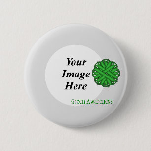 Green Flower Ribbon Template by Kenneth Yoncich 2 Inch Round Button