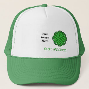 Green Flower Ribbon Template by Kenneth Yoncich Trucker Hat