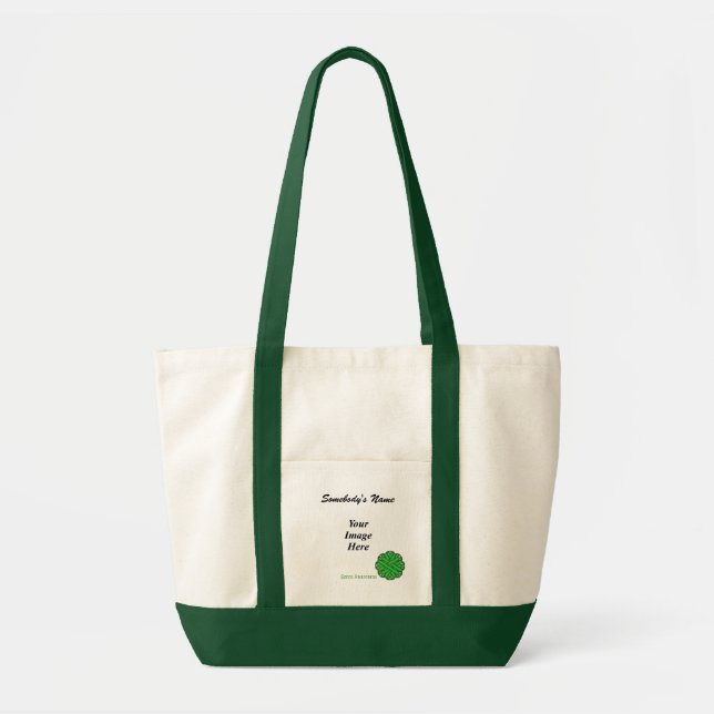 Green Flower Ribbon Template Tote Bag (Front)