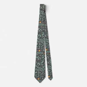 Green Flowering Plants Pattern.x4 D Grey BG Tie