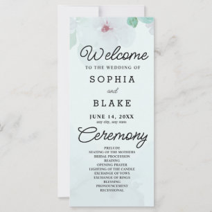 Green Flowers and Greenery Green Wedding Program