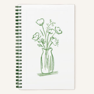 Green Flowers | Minimal Hand-Drawn Botanical Notebook
