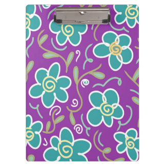 Green flowers on purple design clipboard