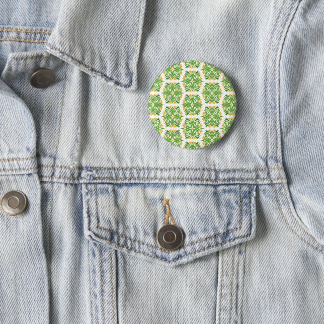 Green Flowers, Pattern Of Flowers, Floral Pattern 2 Inch Round Button (In Situ)