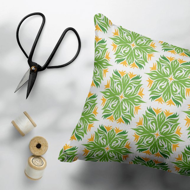 Green Flowers, Pattern Of Flowers, Floral Pattern Accent Pillow (Creator Uploaded)