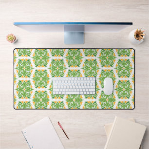 Green Flowers, Pattern Of Flowers, Floral Pattern Desk Mat