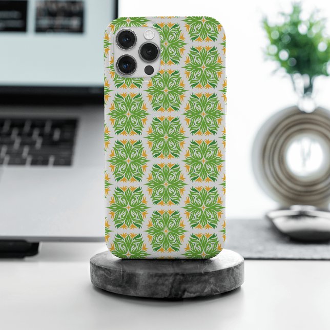 Green Flowers, Pattern Of Flowers, Floral Pattern iPhone Case (Creator Uploaded)