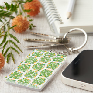 Green Flowers, Pattern Of Flowers, Floral Pattern Keychain