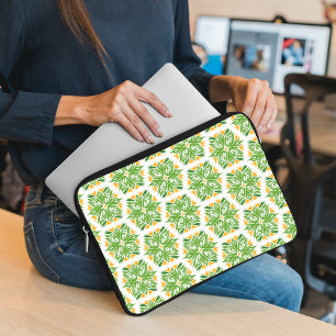 Green Flowers, Pattern Of Flowers, Floral Pattern Laptop Sleeve