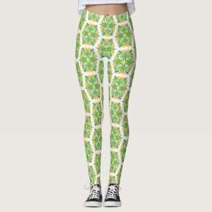 Green Flowers, Pattern Of Flowers, Floral Pattern Leggings