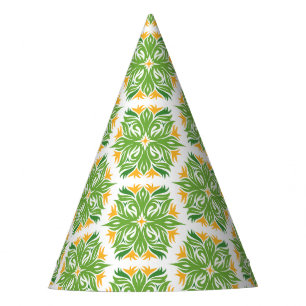 Green Flowers, Pattern Of Flowers, Floral Pattern Party Hat