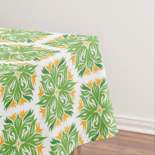 Green Flowers, Pattern Of Flowers, Floral Pattern Tablecloth