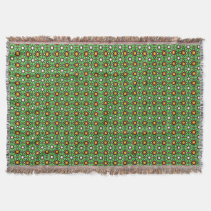 Green Flowers Throw Blanket