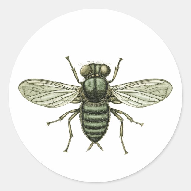 green fly classic round sticker (Front)