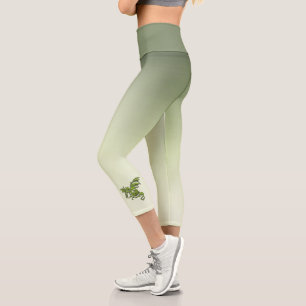 Green Flying Dragon Capri Leggings