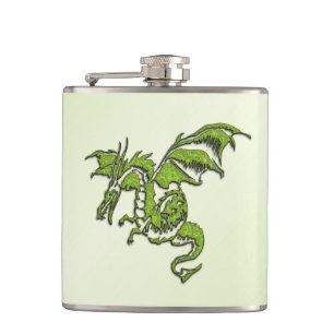 Green Flying Dragon Hip Flask
