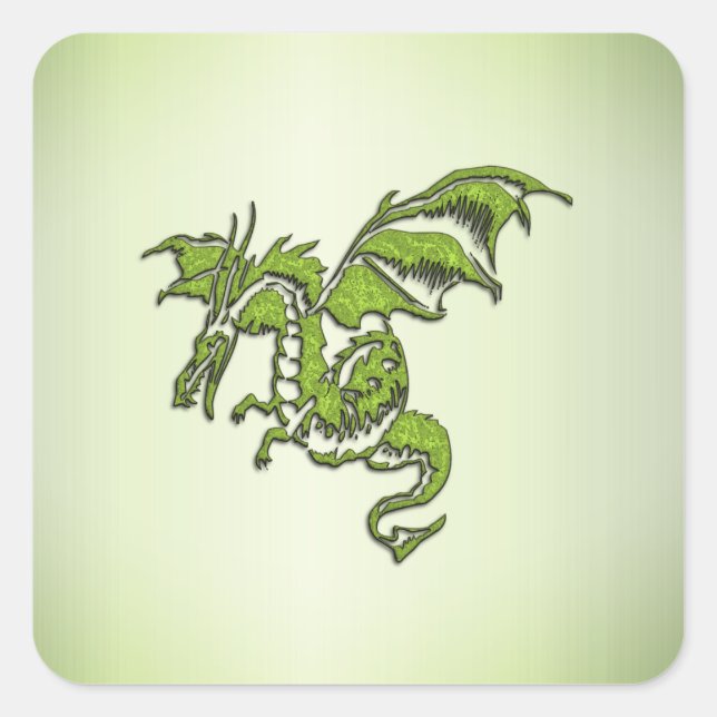 Green Flying Dragon  Square Sticker (Front)