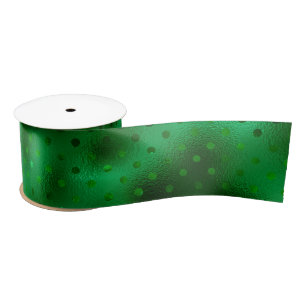 Green Foil Polka Dot Satin Ribbon