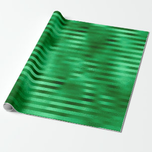 Green Foil Striped Christmas Wrapping Paper