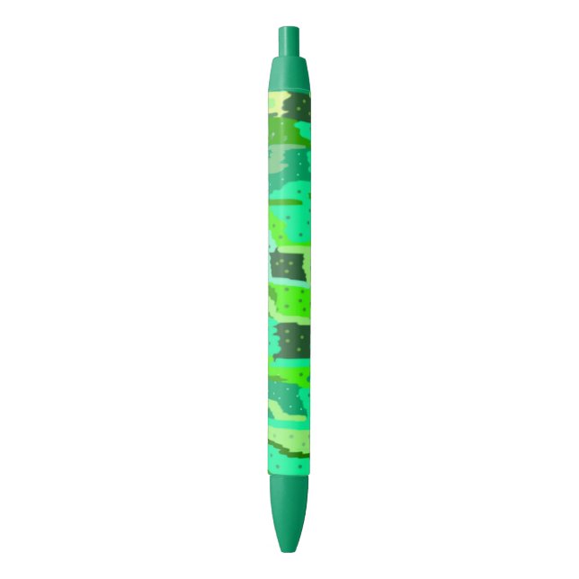 Green Foliage Abstract Black Ink Pen (Front Vertical)