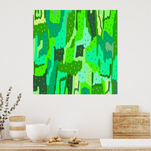 Green Foliage Abstract Poster (Kitchen)