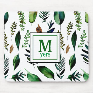 Green Foliage Botanical Nature Personalized Mouse Pad
