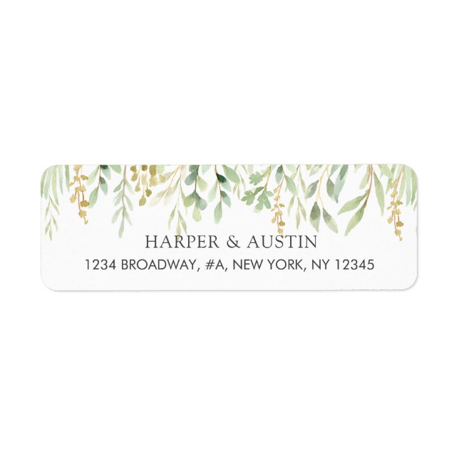 Green Foliage Botanical Return Address (Front)