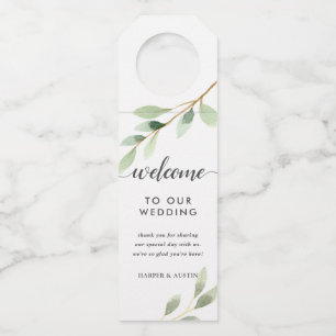 Green Foliage Botanical Wedding Bottle Tag