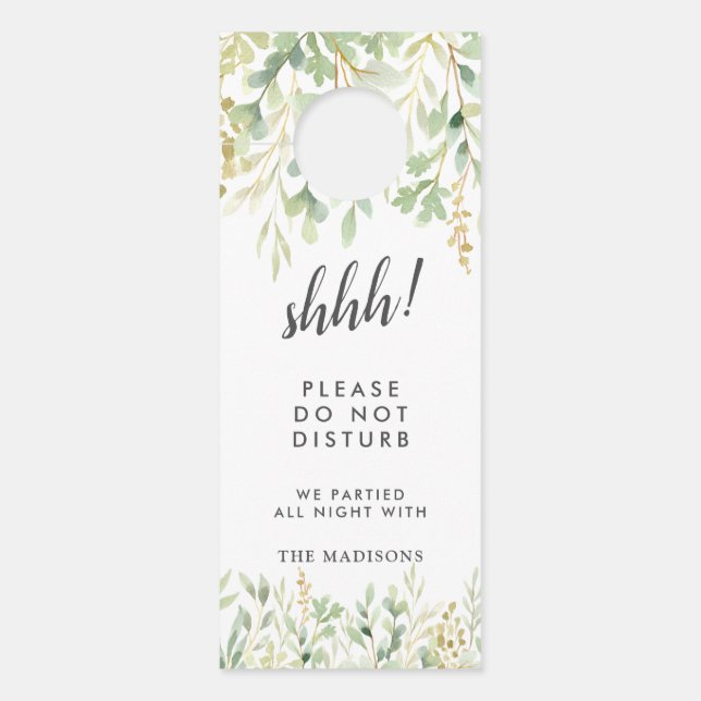 Green Foliage Botanical Wedding Door Hanger (Front)