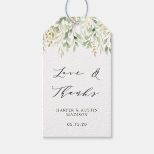 Green Foliage Botanical Wedding Favour Thank You Gift Tags