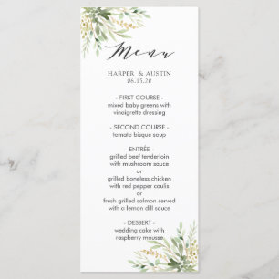Green Foliage Botanical Wedding Menu