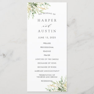 Green Foliage Botanical Wedding Program